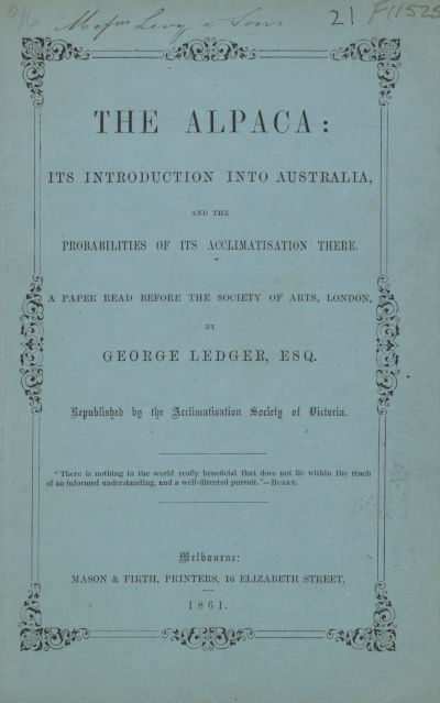 Front cover of booklet by George Ledger