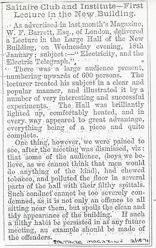 D1-003: Lecture at the Saltaire Institute. Image credit: Saltaire Collection