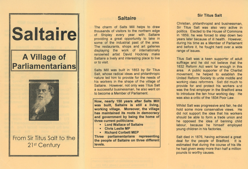 2018.75: Saltaire: a village of parliamentarians: First side. Digital image credit: Saltaire Collection