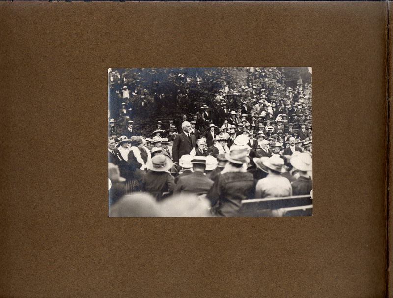 F1a-134: Northcliffe Woods 1920: Page 1 - Norman Rae speaking at opening ceremony. Image credit: Saltaire Collection