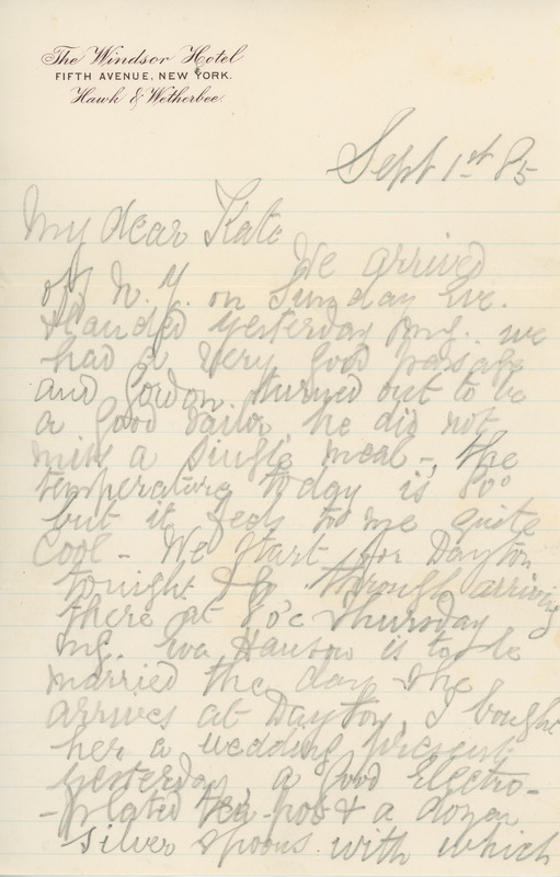 2018.9.1.1.1.1: Letter to Catherine Salt from Titus Salt Junior in New York: Page 1. Image credit: Saltaire Collection