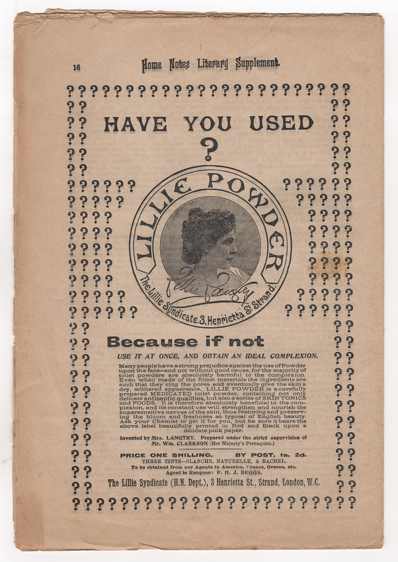 H2-210.44: Home Notes Literary Supplement: Page 16 (back cover). Digital image credit: Saltaire Collection