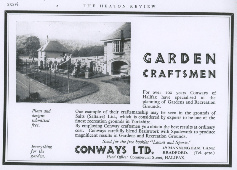 2024.148.2: Garden Craftsmen advert from the Heaton Review.. Digital image credit: Saltaire Collection