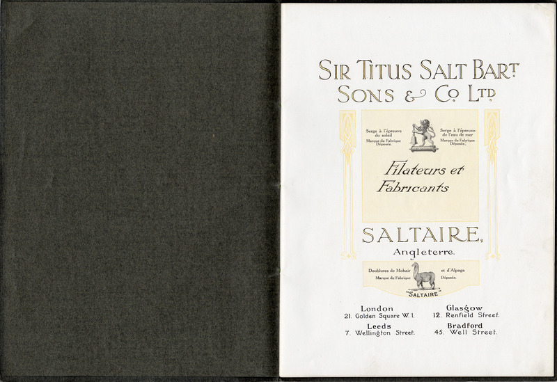 2018.55: Sir Titus Salt Bart. Sons and Co Limited: Inside front cover and page 1. Image credit: Saltaire Collection