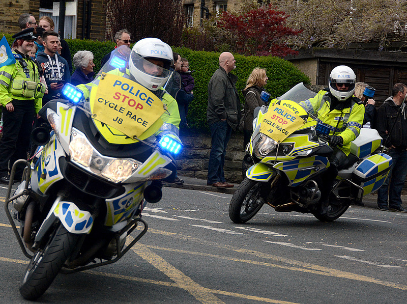 2025.68.80: Saltaire Tour de Yorkshire Police riding. Digital image credit: Saltaire Collection