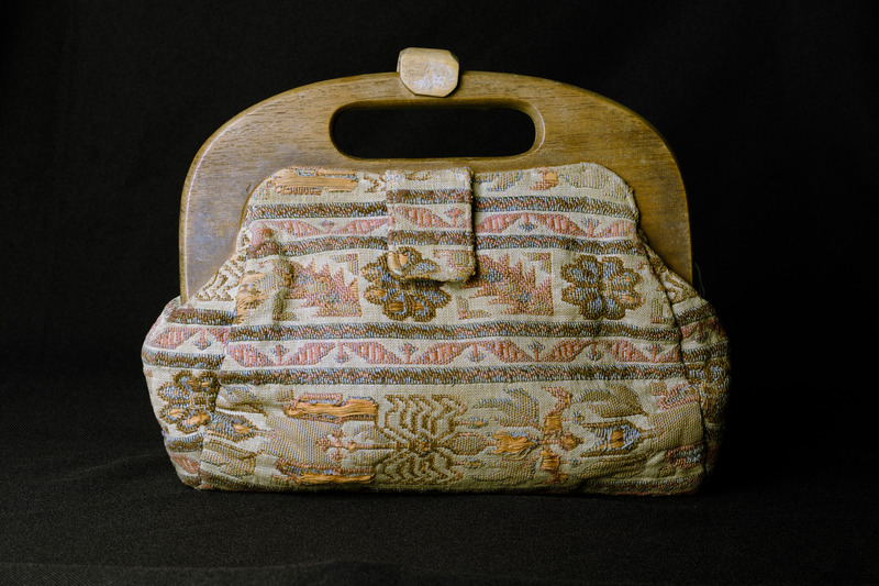 2018.9.6.12: Fabric Clutch bag: front view of bag. Image credit: Saltaire Collection