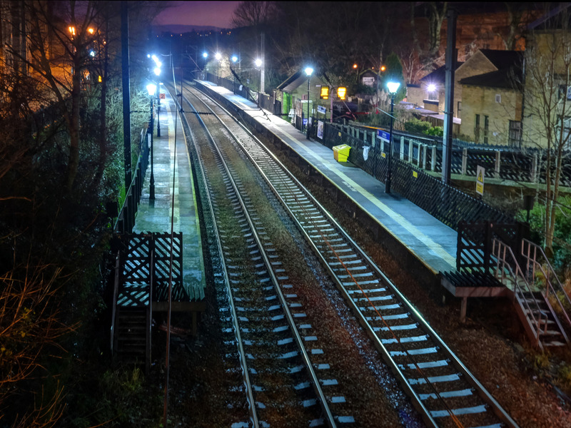 2025.68.94: Saltaire Railway Station at night. Digital image credit: Saltaire Collection