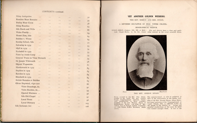 2024.57: Historical Notices of Shipley, Saltaire, Idle, Windhill, Wrose, Baildon, Hawksworth, Eccleshill, Calverley, Rawdon and Horsforth: Pages 4 and 5. Image credit: Saltaire Collection