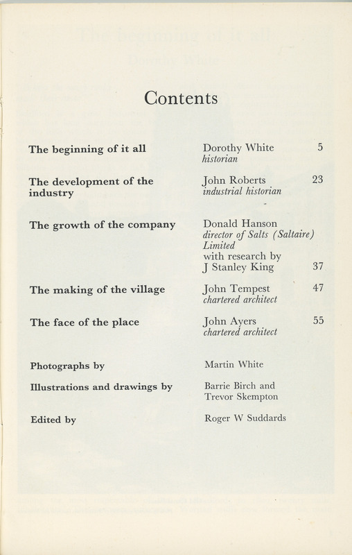 2018.61: Titus of Salts: Contents page. Digital image credit: Saltaire Collection