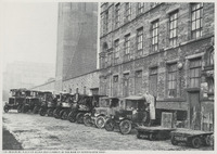 2024.56.11: The transport fleet of Lister and Company at the rear of Manningham Mills. Image credit: Saltaire Collection