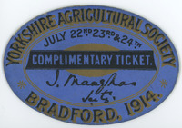 F1a-320a: Complimentary ticket: Front of ticket. Digital image credit: Saltaire Collection