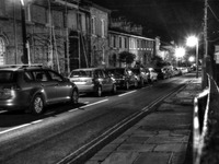 2025.68.74: George Street at night (black and white). Digital image credit: Saltaire Collection