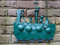 2025.68.41: Boat sculpture by the canal. Digital image credit: Saltaire Collection