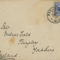 2018.9.1.1.1.2: Letter to Catherine Salt from Isabel Salt in Germany: Envelope - front. Image credit: Saltaire Collection