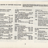 E2-021a-hh: 34 Prospectus for Recreational classes for Shipley, Bingley & Baildon 1960-1971: Recreational classes brochure 1970-71 - page 8. Digital image credit: Saltaire Collection