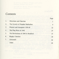 2025.36: The Chartist Risings in Bradford: Contents page. Digital image credit: Saltaire Collection
