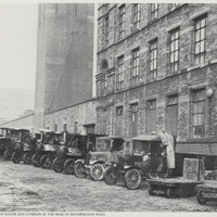 2024.56.11: The transport fleet of Lister and Company at the rear of Manningham Mills. Image credit: Saltaire Collection