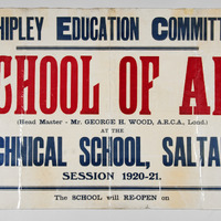 E2-134a: Poster for opening of School of Art in Saltaire. Image credit: Saltaire Collection