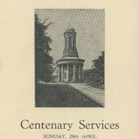 2018.78: Saltaire Congregational Church: 1857 1957 Centenary Services: Front cover. Digital image credit: Saltaire Collection