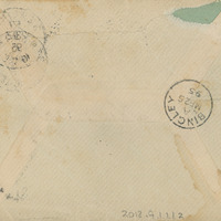 2018.9.1.1.1.2: Letter to Catherine Salt from Isabel Salt in Germany: Envelope - back. Image credit: Saltaire Collection