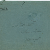 2018.9.1.1.1.4: Empty envelope addressed to Catherine Salt: Front. Image credit: Saltaire Collection