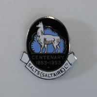 2022.82: Two Salts (Saltaire) Limited metal badges. Image credit: Saltaire Collection