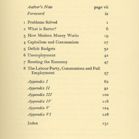 2025.51: Modern Money and Unemployment and the Law of Barter: Contents page. Digital image credit: Saltaire Collection