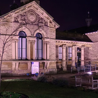 2025.68.97: Salt Building (Shipley College) at night. Digital image credit: Saltaire Collection