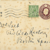 2018.9.1.1.1.3: Letter to Catherine Salt from Isabel Salt in Harrogate: Envelope - front. Image credit: Saltaire Collection