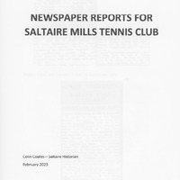 2024.148.5: Newspaper reports for Saltaire Mills Tennis Club: Front cover. Digital image credit: Saltaire Collection