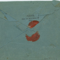 2018.9.1.1.1.4: Empty envelope addressed to Catherine Salt: Back. Image credit: Saltaire Collection