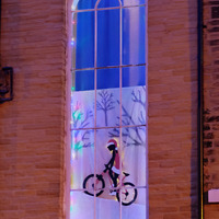 2025.68.6: Saltaire Advent Window (Girl on a bicycle). Digital image credit: Saltaire Collection