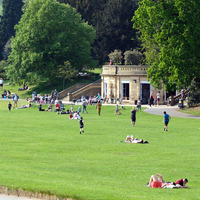 2025.68.93: Roberts Park on a busy sunny day. Digital image credit: Saltaire Collection