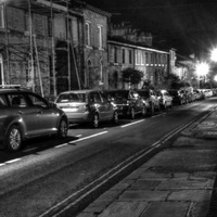 2025.68.74: George Street at night (black and white). Digital image credit: Saltaire Collection