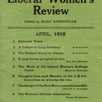 2018.9.3.3.5: The Liberal Women's Review: Front cover. Digital image credit: Saltaire Collection