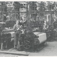 2024.56.1: A weaver loads a pirn of weft thread into a shuttle, 1940s. Image credit: Saltaire Collection