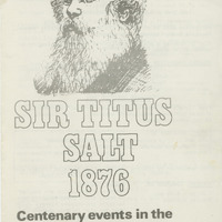 2018.71: Sir Titus Salt 1876: Centenary events in the village of Saltaire, November 1976: Front cover. Digital image credit: Saltaire Collection
