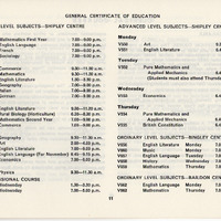 E2-022a-cc: Shipley Technical Institute of School and Art Prospectus for Vocational courses: Vocational courses brochure 1972-73 - page 11. Digital image credit: Saltaire Collection