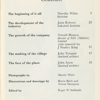 2018.61: Titus of Salts: Contents page. Digital image credit: Saltaire Collection