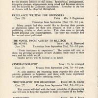 E2-021a-hh: 34 Prospectus for Recreational classes for Shipley, Bingley & Baildon 1960-1971: Recreational classes brochure 1966-67 - page 10. Digital image credit: Saltaire Collection