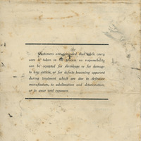 F1b-160.1: The Airedale Dyeworks pricelist (Spring 1922): Back cover. Digital image credit: Saltaire Collection